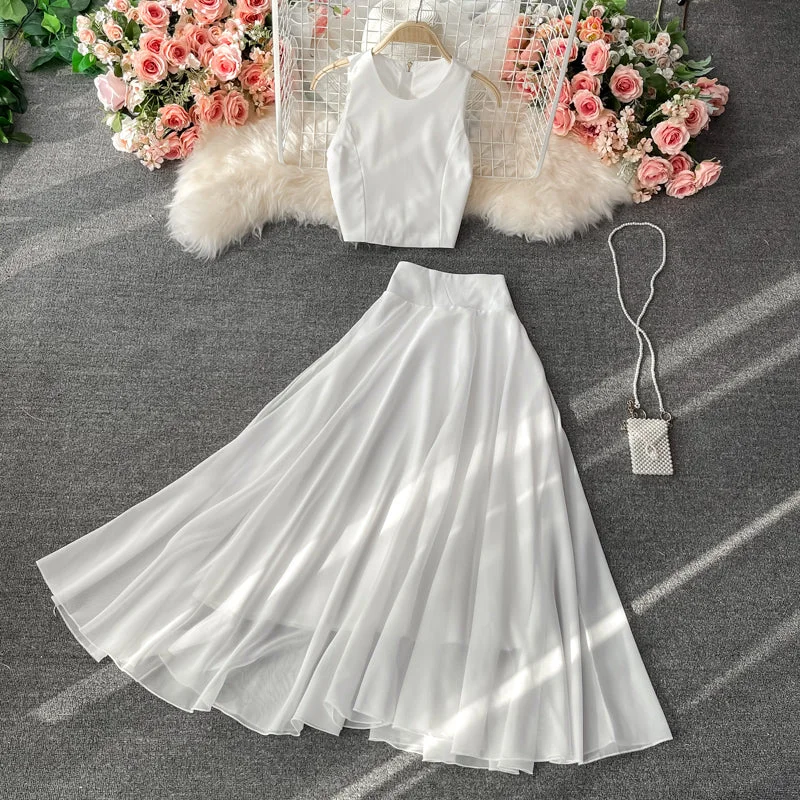 White A line two pieces dress fashion dress  614